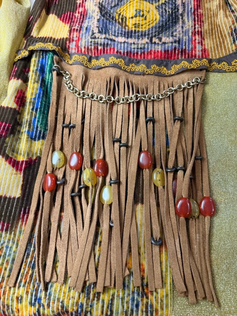 VTG Y2K SAVE THE QUEEN Mesh Midi Dress Fringe Beads RARE S - Picture 6 of 16